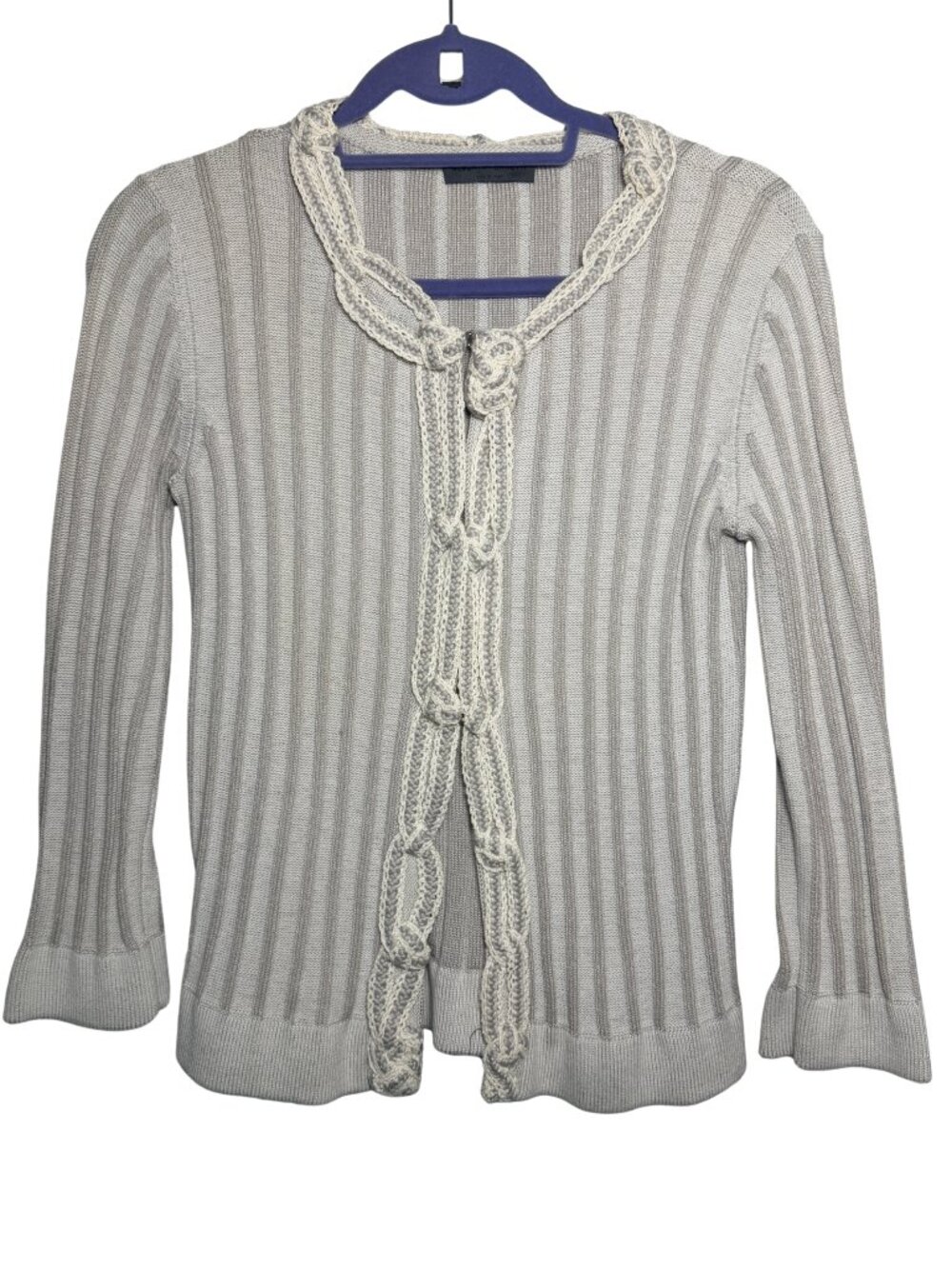 Vintage Alberta Ferretti Ruffle Trim Ribbed Knit Cardigan Sweater Italy S4